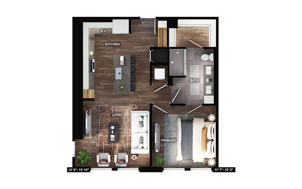 A5 - 1 bedroom floorplan layout with 1 bath and 790 square feet. (Preview)
