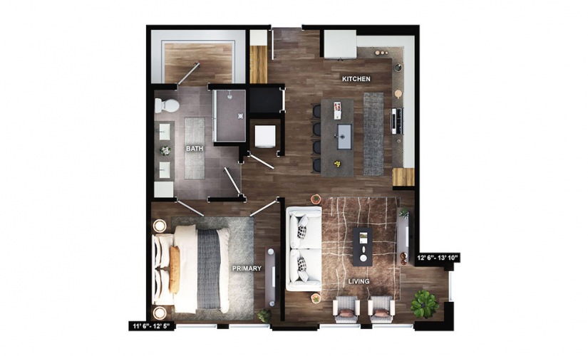 A5.1 - 1 bedroom floorplan layout with 1 bath and 805 square feet.